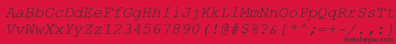Weitere Informationen zur Couri0-Schriftart Couri0-Schriftart – Schwarze Schriften auf rotem Hintergrund