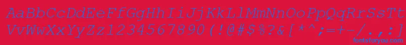 フォントCouri0 – 赤い背景に青い文字