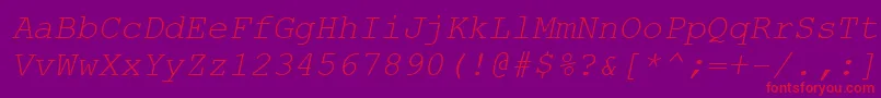 Couri0-Schriftart – Rote Schriften auf violettem Hintergrund