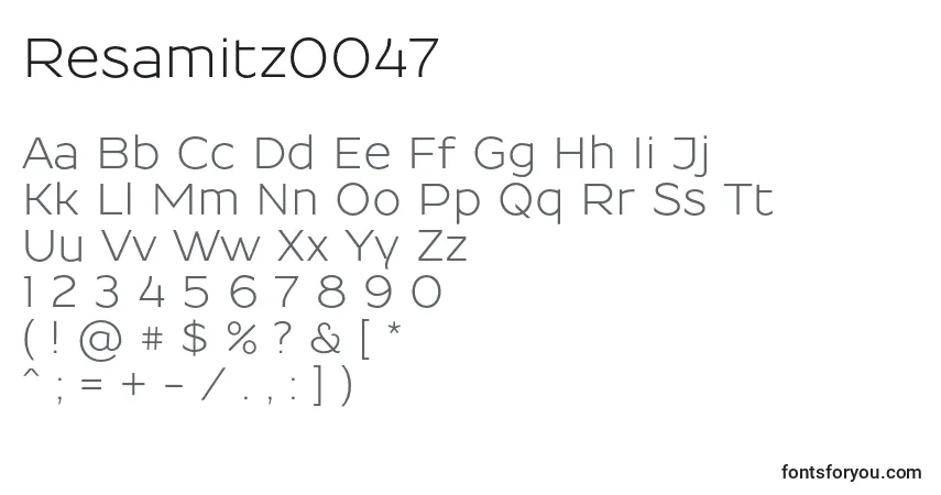 Czcionka Resamitz0047 – alfabet, cyfry, specjalne znaki