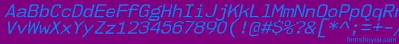 Nk57MonospaceNoRgIt Font – Blue Fonts on Purple Background