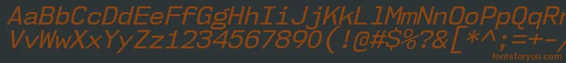 Nk57MonospaceNoRgIt-fontti – ruskeat fontit mustalla taustalla
