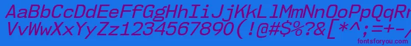 Nk57MonospaceNoRgIt Font – Purple Fonts on Blue Background