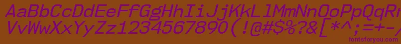 Nk57MonospaceNoRgIt Font – Purple Fonts on Brown Background