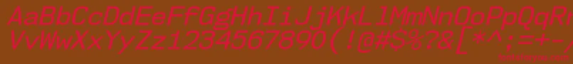 Nk57MonospaceNoRgIt Font – Red Fonts on Brown Background