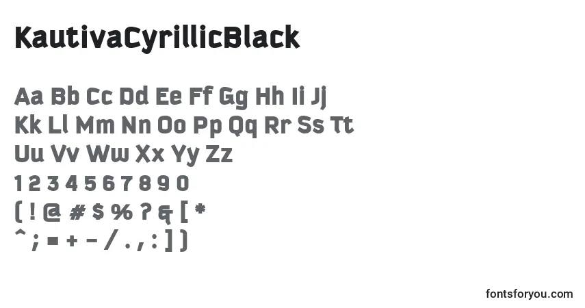 Schriftart KautivaCyrillicBlack – Alphabet, Zahlen, spezielle Symbole