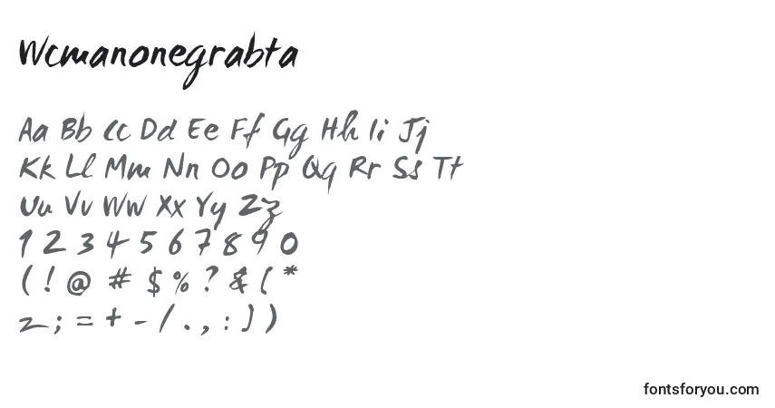 Schriftart Wcmanonegrabta (25506) – Alphabet, Zahlen, spezielle Symbole