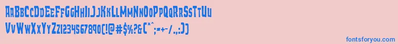 フォントDemonpriestcond – ピンクの背景に青い文字