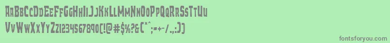 フォントDemonpriestcond – 緑の背景に灰色の文字