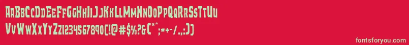 フォントDemonpriestcond – 赤い背景に緑の文字