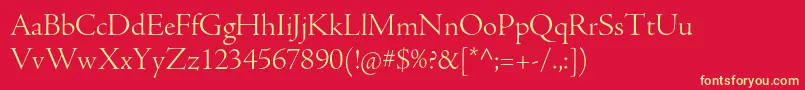 AjensonproLtdisp Font – Yellow Fonts on Red Background