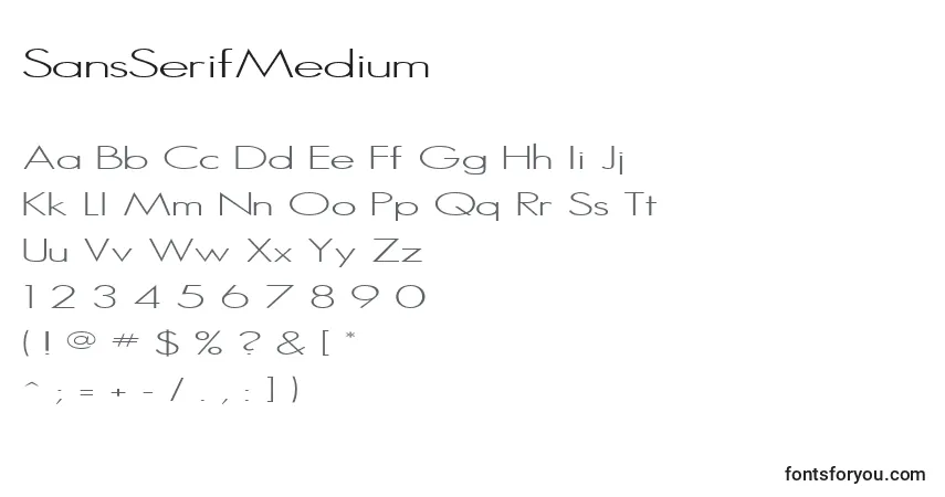 Schriftart SansSerifMedium – Alphabet, Zahlen, spezielle Symbole