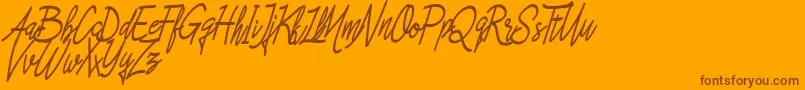 Weitere Informationen zur Asfrogas-Schriftart Asfrogas-Schriftart – Braune Schriften auf orangefarbenem Hintergrund