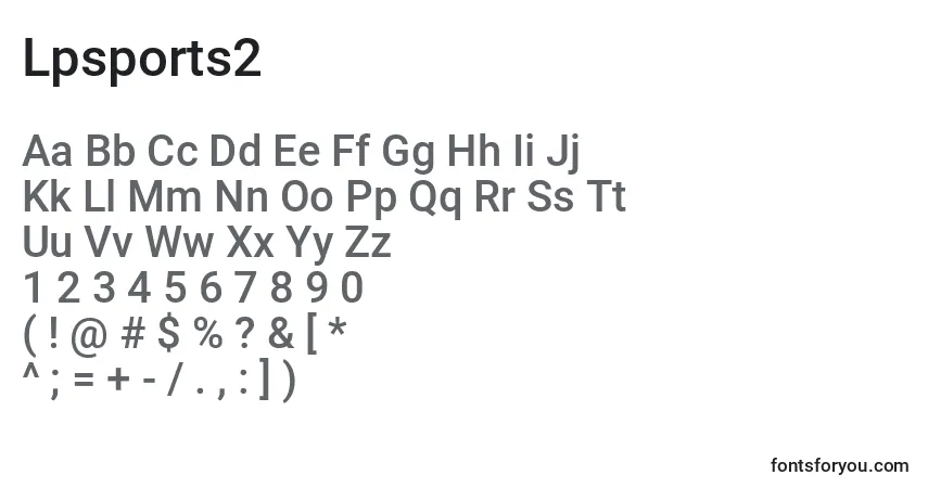 Schriftart Lpsports2 – Alphabet, Zahlen, spezielle Symbole