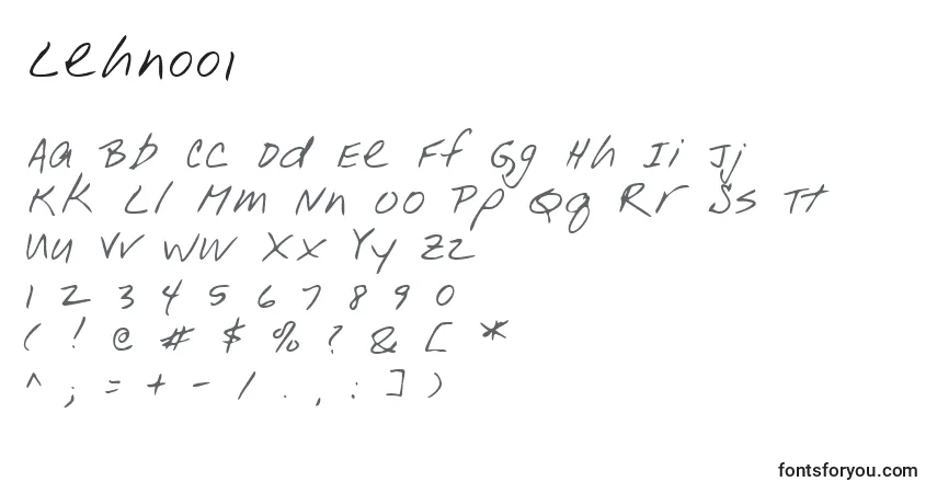 A fonte Lehn001 – alfabeto, números, caracteres especiais