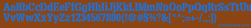 Czcionka X.TemplateFontStencil – niebieskie czcionki na brązowym tle