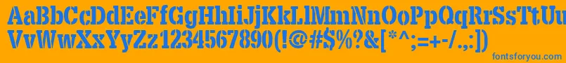 Czcionka X.TemplateFontStencil – niebieskie czcionki na pomarańczowym tle