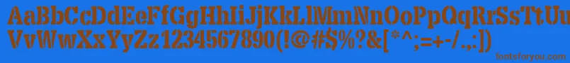 Czcionka X.TemplateFontStencil – brązowe czcionki na niebieskim tle