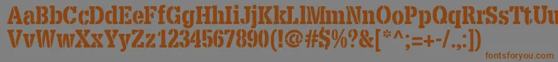 X.TemplateFontStencil-Schriftart – Braune Schriften auf grauem Hintergrund