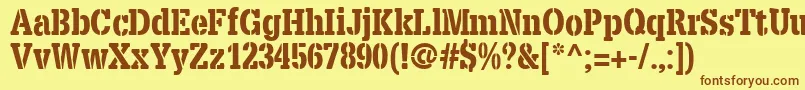 Czcionka X.TemplateFontStencil – brązowe czcionki na żółtym tle