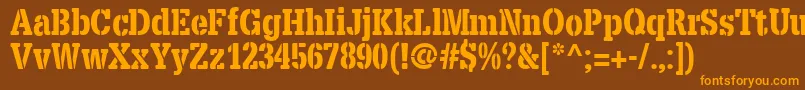 Fonte X.TemplateFontStencil – fontes laranjas em um fundo marrom