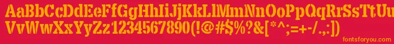X.TemplateFontStencil Font – Orange Fonts on Red Background