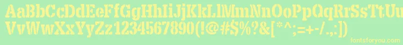 X.TemplateFontStencil Font – Yellow Fonts on Green Background