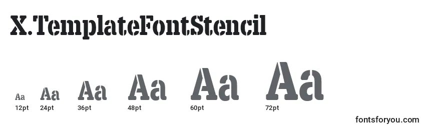 X.TemplateFontStencil Font Sizes