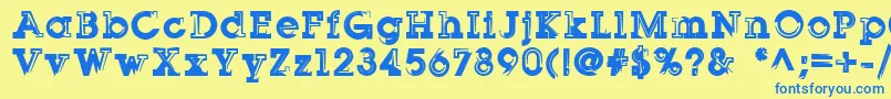 Sqserifthree Font – Blue Fonts on Yellow Background