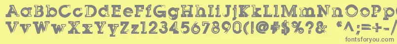 Fonte Sqserifthree – fontes cinzas em um fundo amarelo