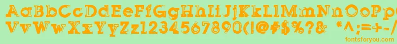 Sqserifthree Font – Orange Fonts on Green Background