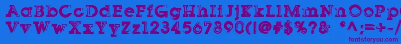 Sqserifthree Font – Purple Fonts on Blue Background