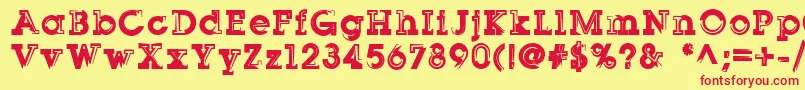 Sqserifthree Font – Red Fonts on Yellow Background