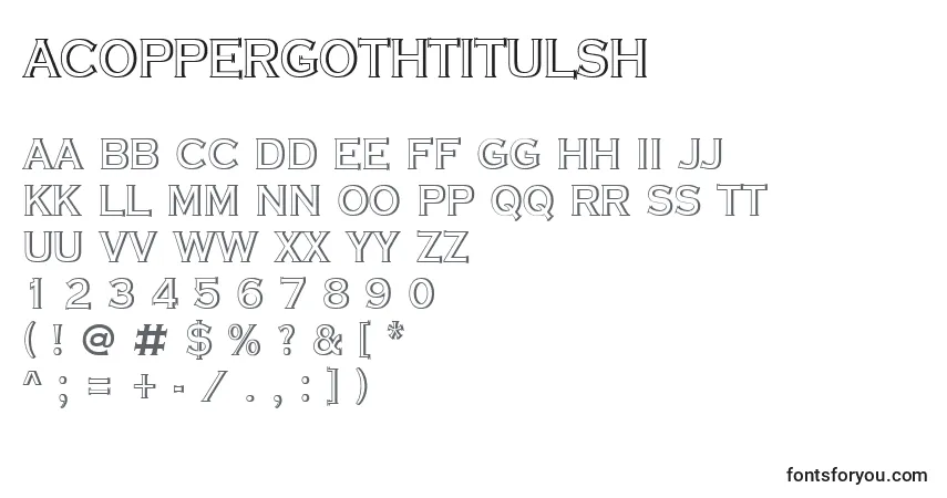 A fonte ACoppergothtitulsh – alfabeto, números, caracteres especiais