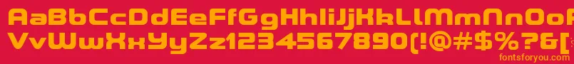 フォントASpaceHeavyDemo – 赤い背景にオレンジの文字