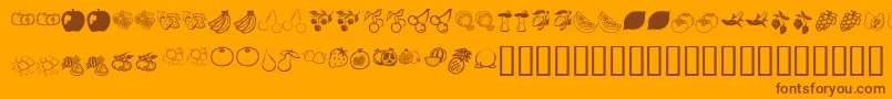 KrFruitsy-Schriftart – Braune Schriften auf orangefarbenem Hintergrund