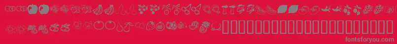 Weitere Informationen zur KrFruitsy-Schriftart KrFruitsy-Schriftart – Graue Schriften auf rotem Hintergrund