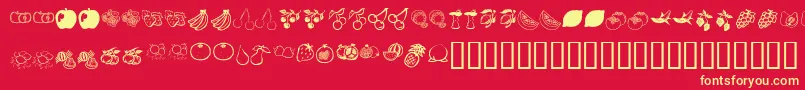KrFruitsy Font – Yellow Fonts on Red Background
