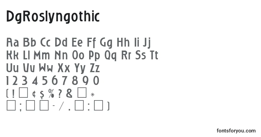 Czcionka DgRoslyngothic – alfabet, cyfry, specjalne znaki