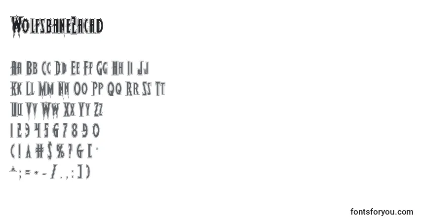 Czcionka Wolfsbane2acad – alfabet, cyfry, specjalne znaki