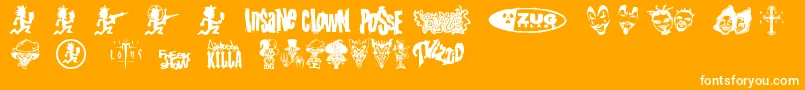 PsyFont2-Schriftart – Weiße Schriften auf orangefarbenem Hintergrund