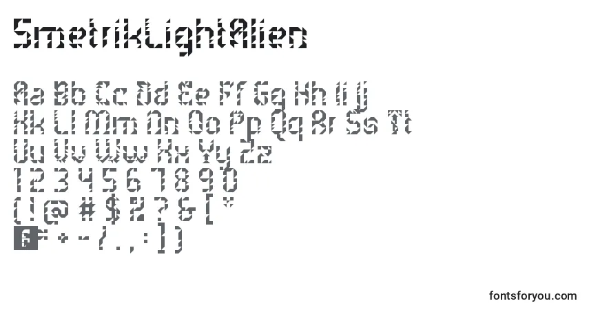 5metrikLightAlien-fontti – aakkoset, numerot, erikoismerkit