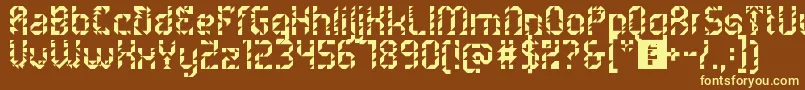 5metrikLightAlien-fontti – keltaiset fontit ruskealla taustalla
