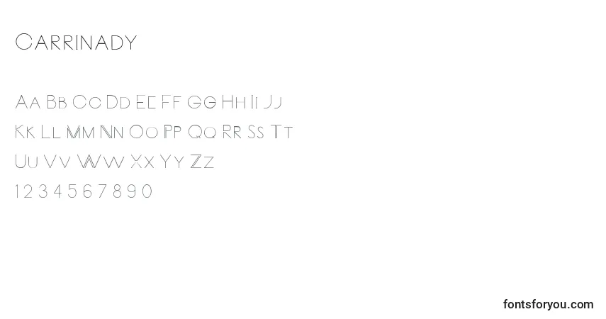 Schriftart Carrinady (25528) – Alphabet, Zahlen, spezielle Symbole