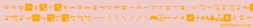 Droneattack-Schriftart – Orangefarbene Schriften auf rosa Hintergrund