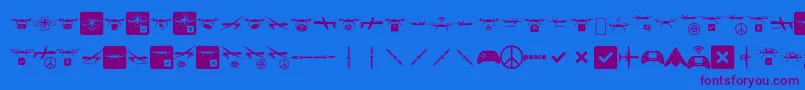 Droneattack-Schriftart – Violette Schriften auf blauem Hintergrund