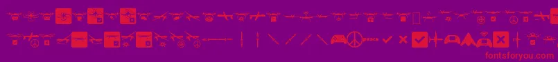 Droneattack-Schriftart – Rote Schriften auf violettem Hintergrund