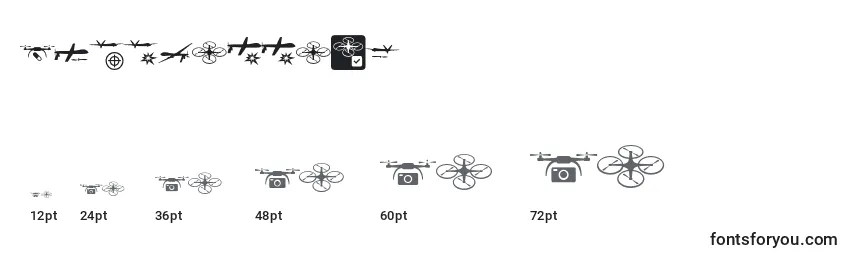 Droneattack-fontin koot