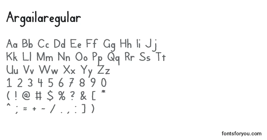 A fonte Argailaregular – alfabeto, números, caracteres especiais