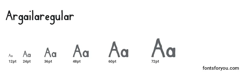 Размеры шрифта Argailaregular